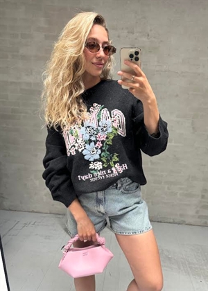 Graphic wool oversized sweater flowers Phantom A1150054 Ganni 